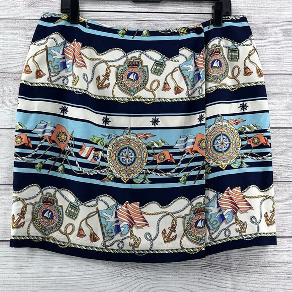 Talbots Dresses & Skirts - Talbots Silk Wrap Skirt Nautical Printed Size 10P‎